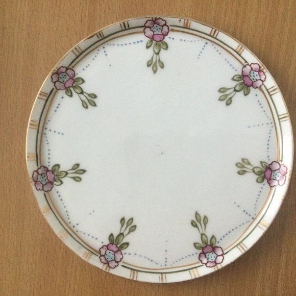 Vintage antique hand painted Nippon porcelain small tray plate round floral - Picture 3 of 4